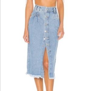 NWOT Free People Button-up Denim Midi Skirt s 28.
